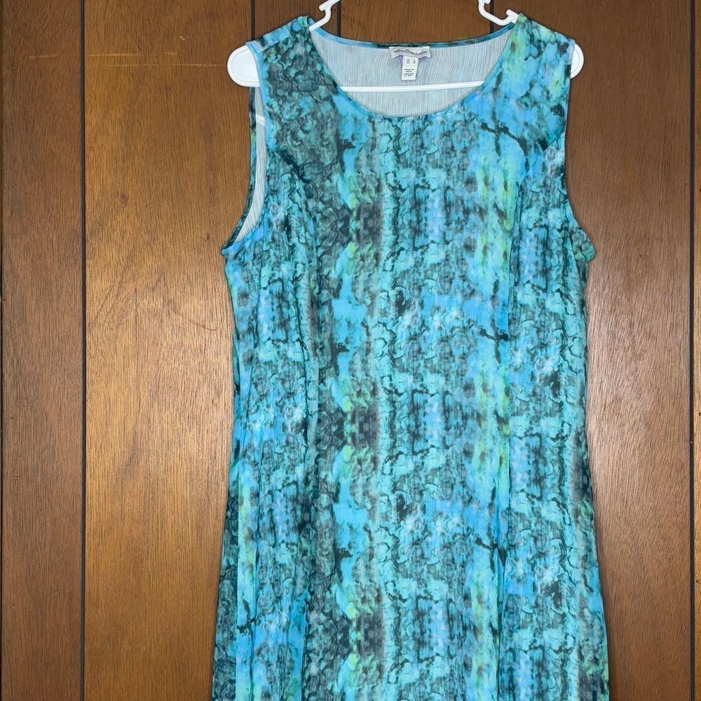Long Elegant Legs Dress 10 Turquoise Marble Print Maxi Asymmetric Hem Y2K Fairy - Picture 6 of 16